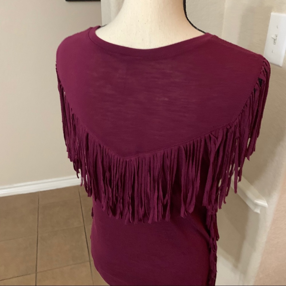 Xhilaration maroon fringe top Size XS - Picture 10 of 14